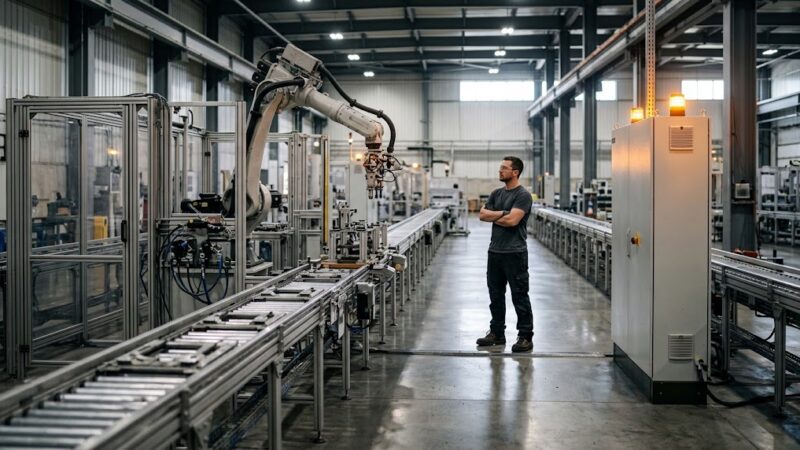 Stopped factory line illustrating the factory downtime cost obsolete electronic component shortages create